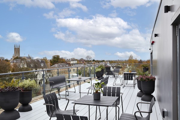 #CheltNetworking in Person on the Rooftop Terrace at Clockwise Cheltenham - Coworking & Office Space