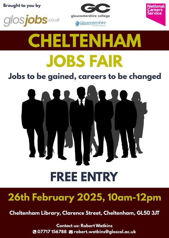 Cheltenham Jobs Fair 26th February at the Cheltenham Library 10am to 12pm