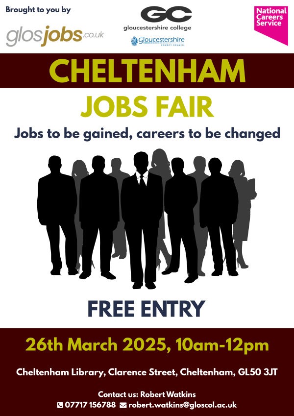 Cheltenham Jobs Fair 26th March at the Cheltenham Library 10am to 12pm